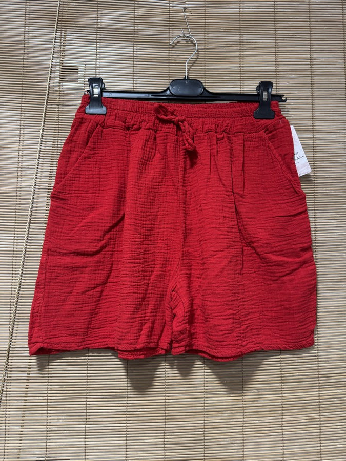 Short en gaze de coton rouge