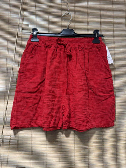 Short en gaze de coton rouge