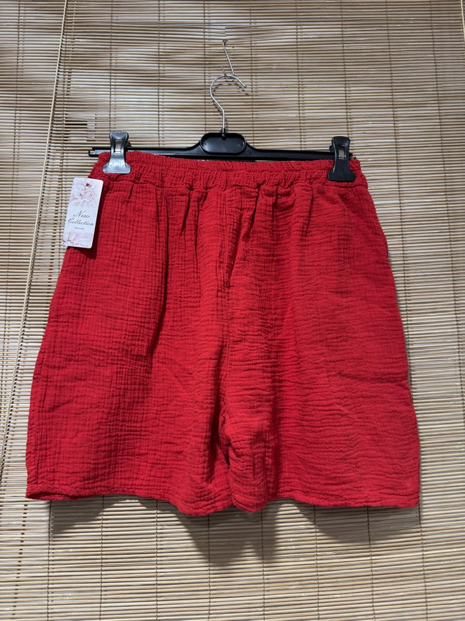 Short en gaze de coton rouge