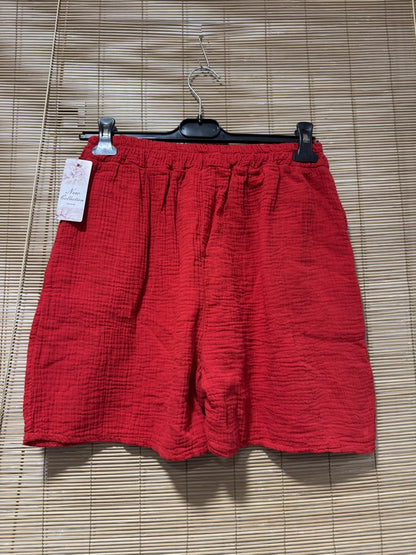 Short en gaze de coton rouge