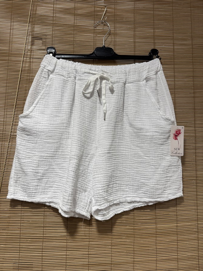 Short en gaze de coton blanc