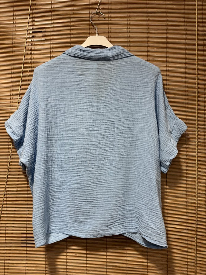 Chemise gaze de coton bleu ciel