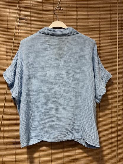 Chemise gaze de coton bleu ciel