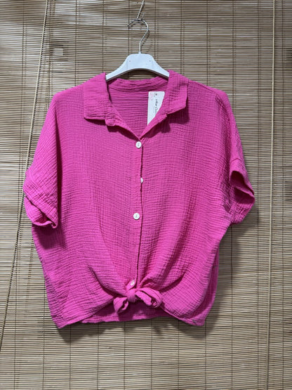Chemise gaze de coton fuchsia