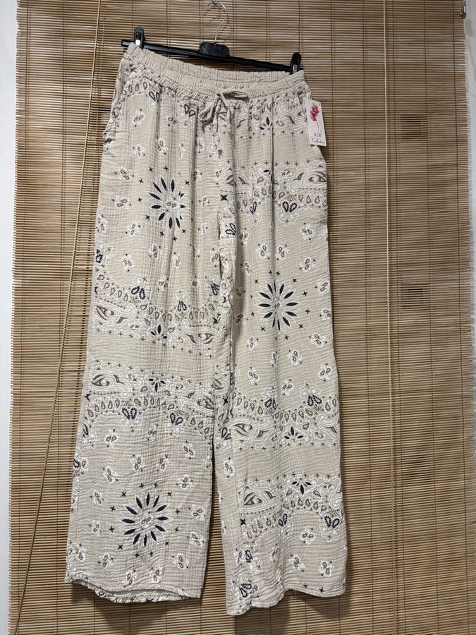 Pantalon gaze de coton banadana sable