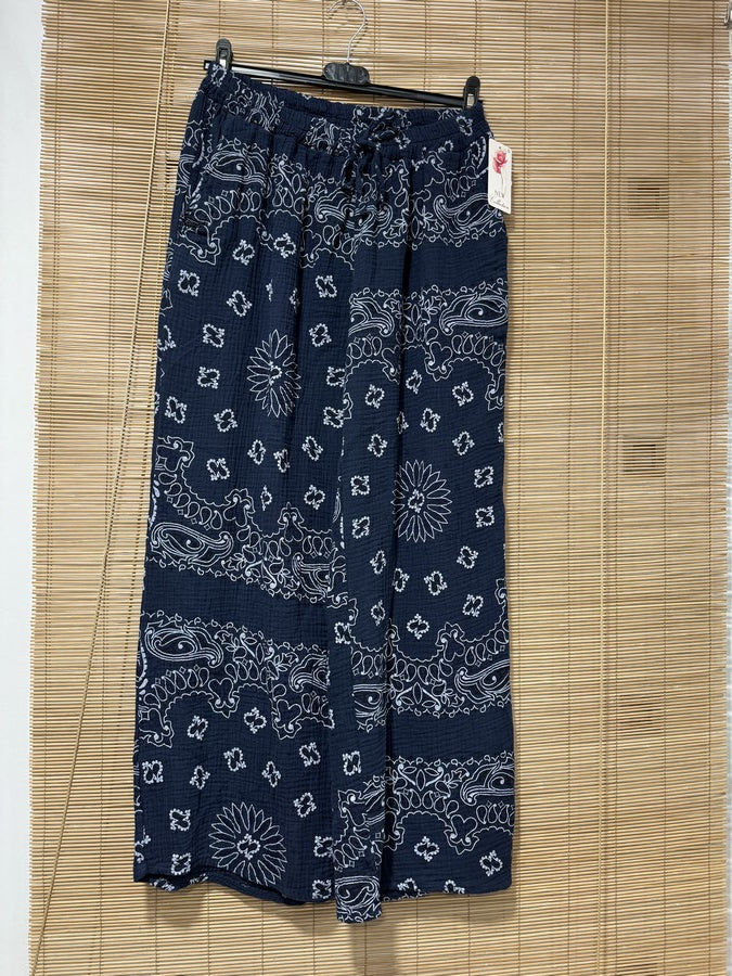 Pantalon gaze de coton banadana bleu marine