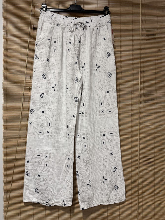 Pantalon gaze de coton banadana blanc