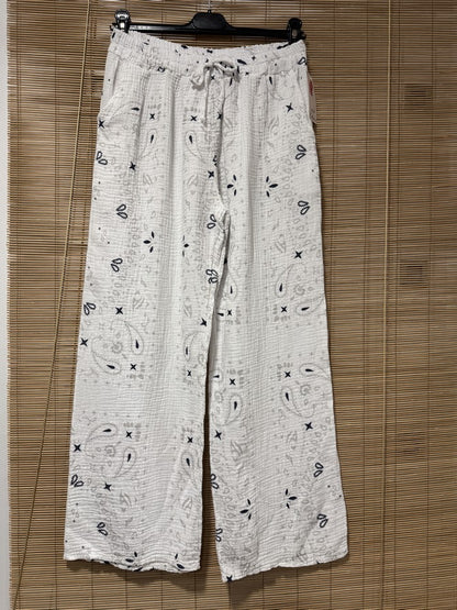 Pantalon gaze de coton banadana blanc
