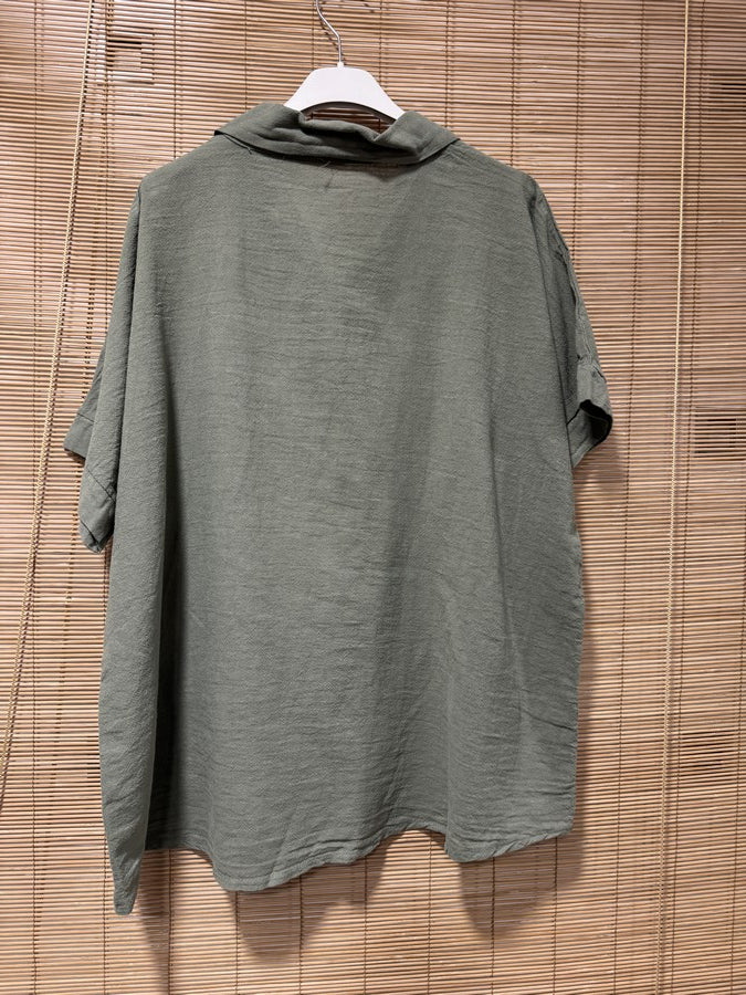 Chemise coton manches courtes kaki