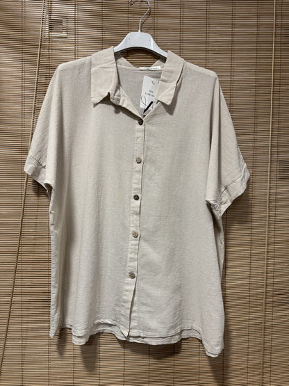 Chemise coton manches courtes sable