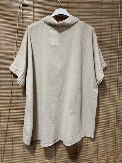 Chemise coton manches courtes sable