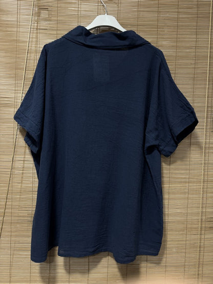 Chemise coton manches courtes bleu marine