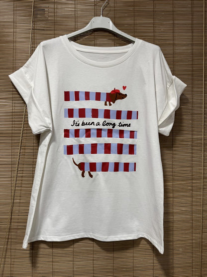 T-shirt Blanc Teckel