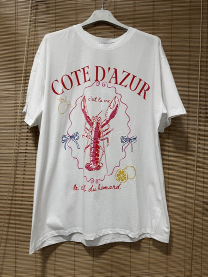 T-shirt Blanc Lobster Côte d'Azur