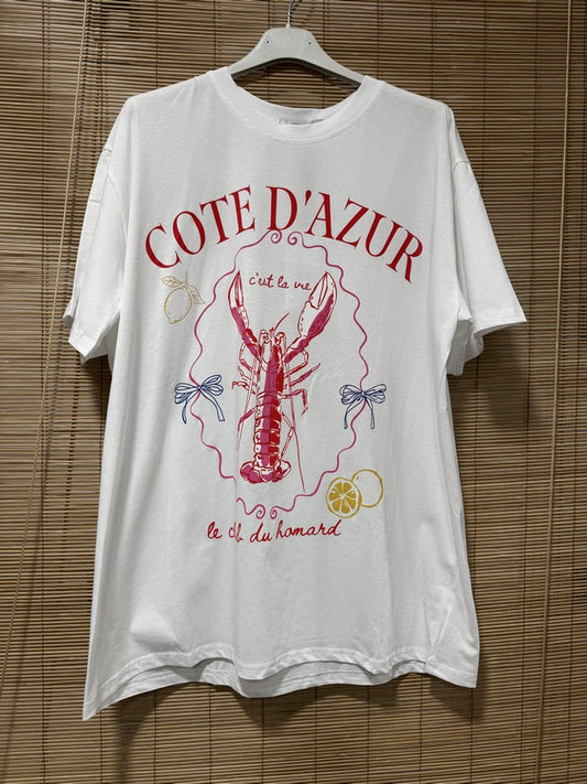 T-shirt Blanc Lobster Côte d'Azur