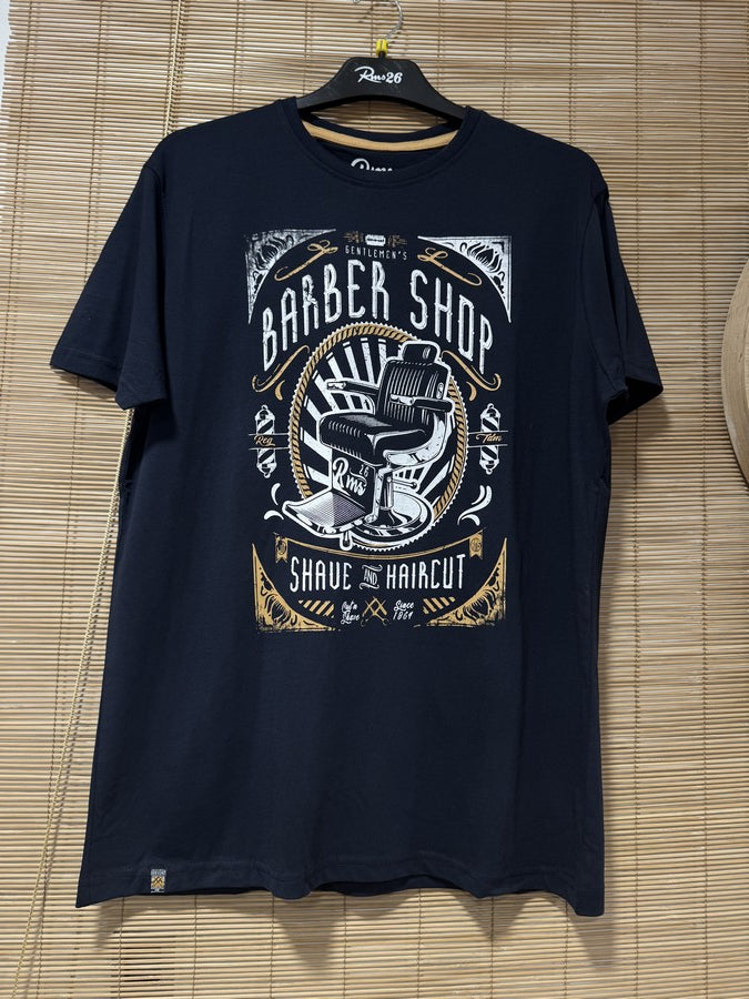 T-shirt BARBER SHOP bleu marine
