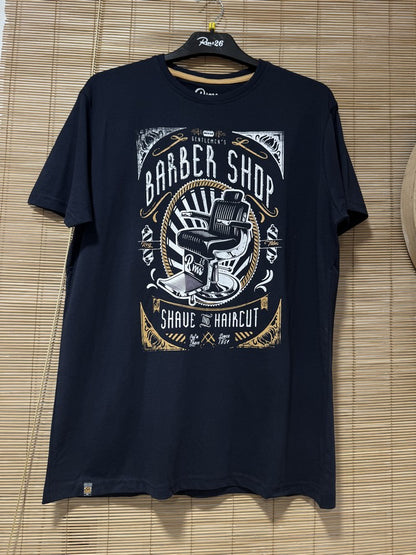 T-shirt BARBER SHOP bleu marine