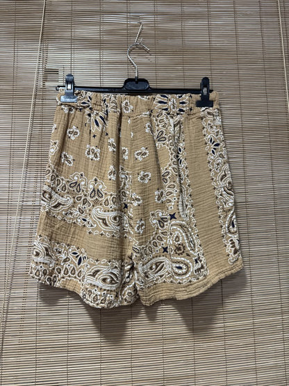 Short en gaze de coton bandana camel
