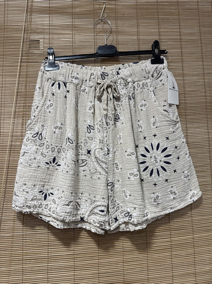 Short en gaze de coton bandana sable