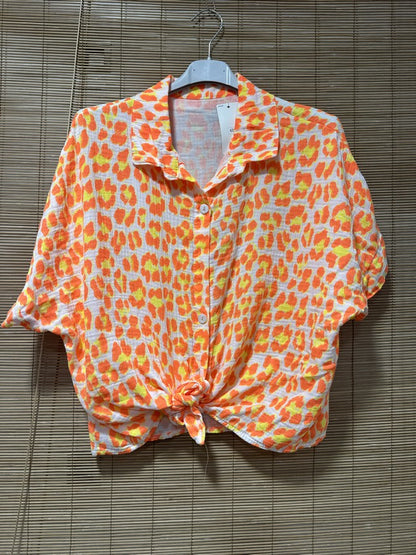 Chemise gaze de coton léo fluo orange/jaune