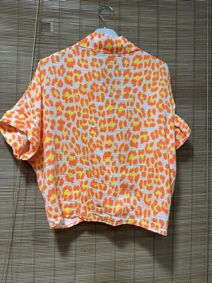 Chemise gaze de coton léo fluo orange/jaune