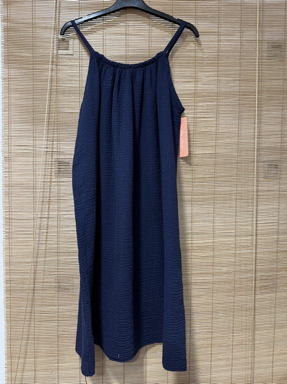 Robe à bretelles gaze de coton bleu marine