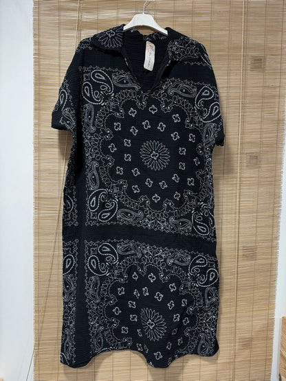 Robe gaze de coton bandana noire