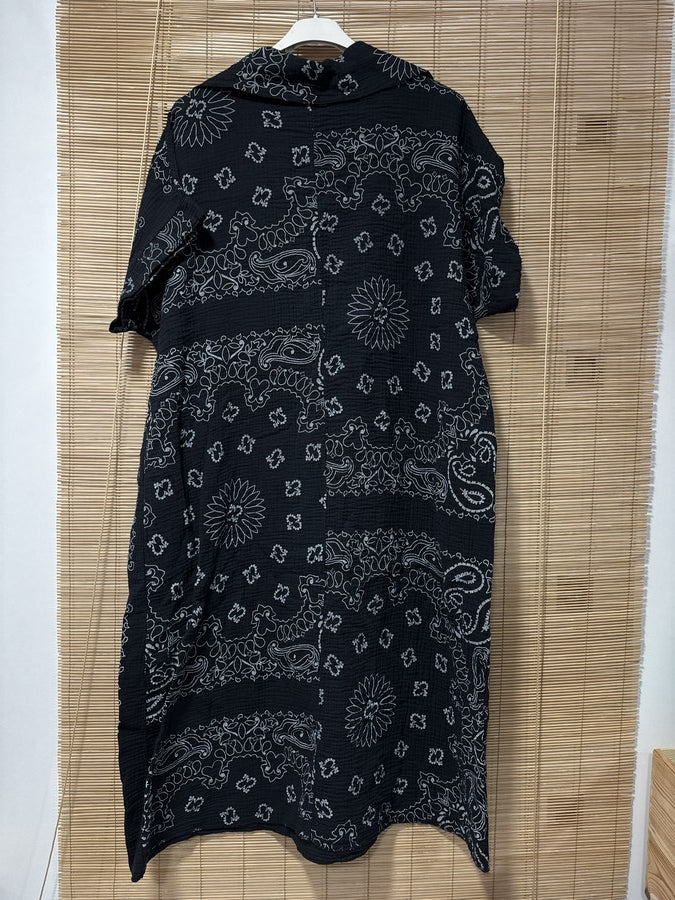 Robe gaze de coton bandana noire