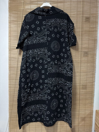 Robe gaze de coton bandana noire