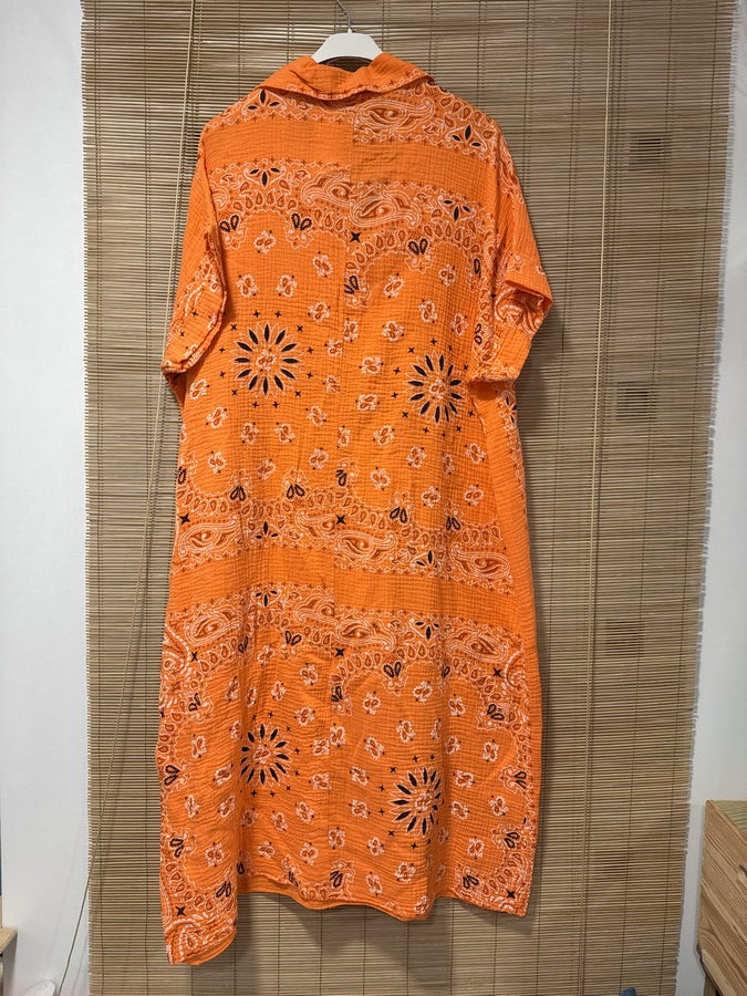 Robe gaze de coton bandana orange