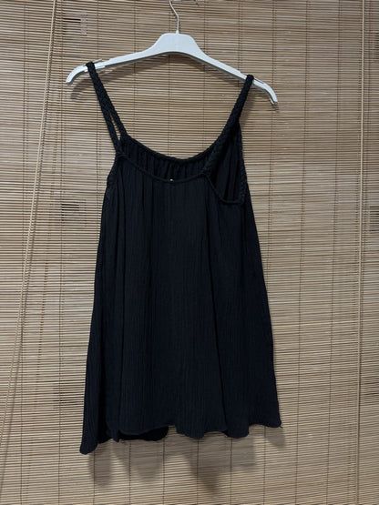 Débardeur fluide lurex bretelles tressées noir