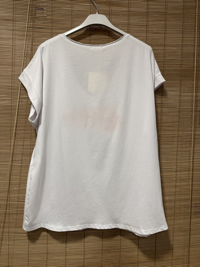 T-shirt blanc POISSON orange