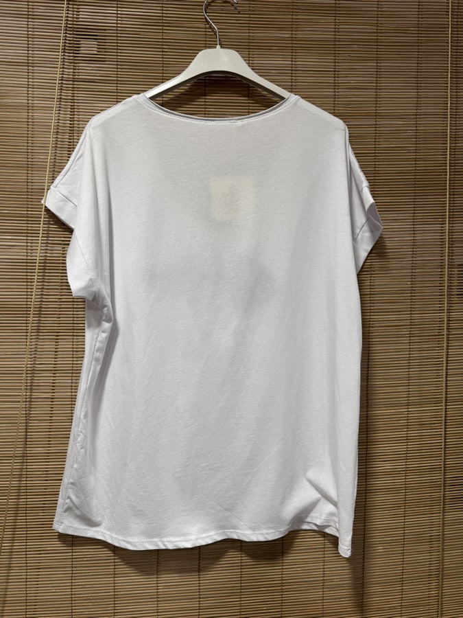 T-shirt blanc POISSON bleu roi