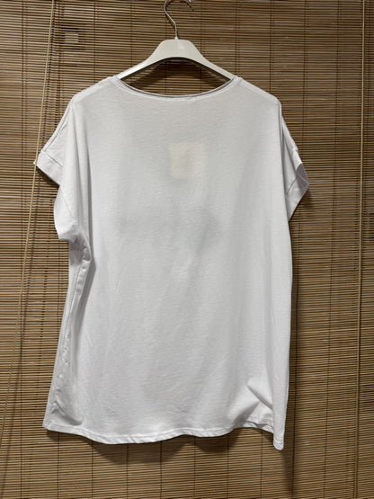 T-shirt blanc POISSON bleu roi