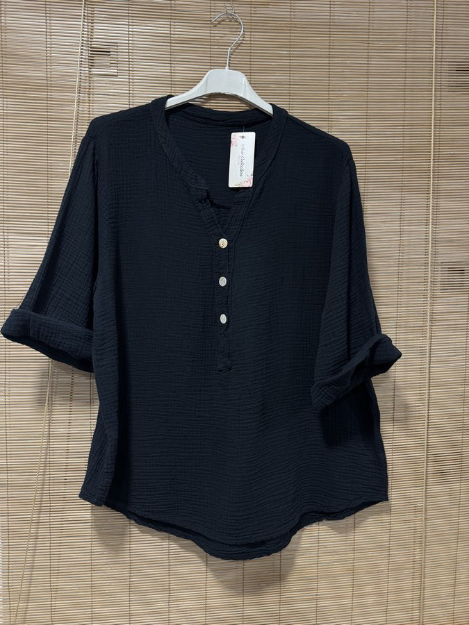 Blouse gaze de coton noir