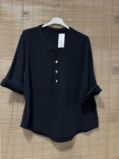 Blouse gaze de coton noir