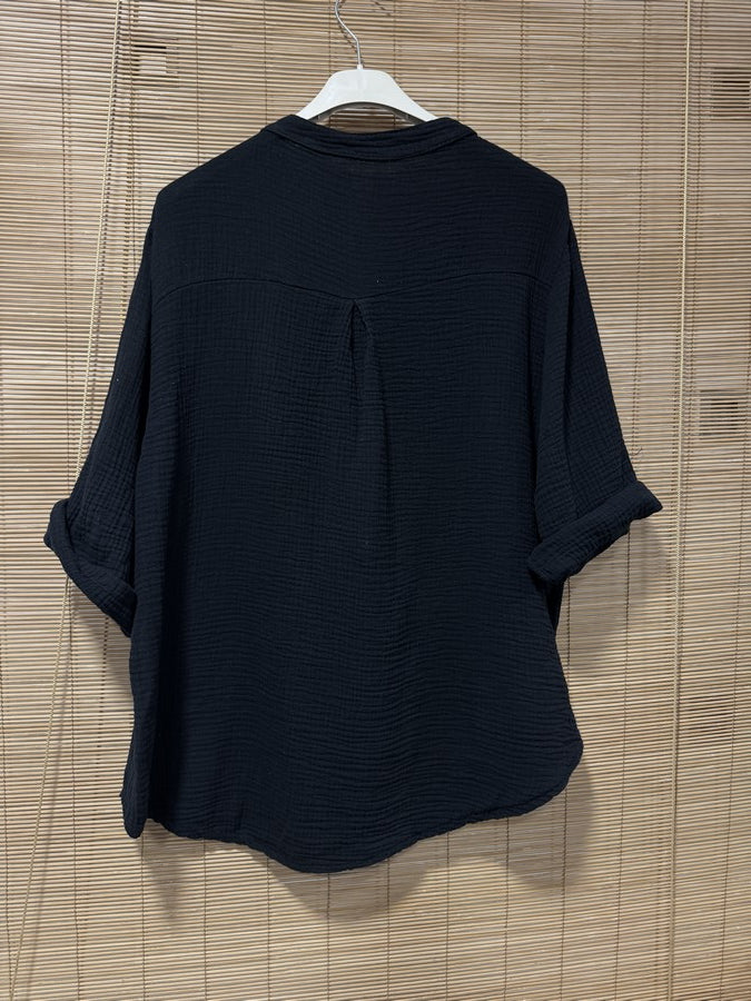Blouse gaze de coton noir