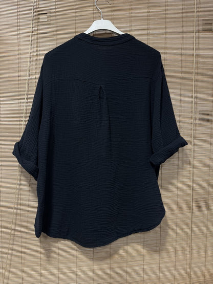 Blouse gaze de coton noir