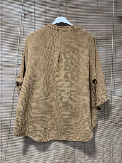 Blouse gaze de coton camel
