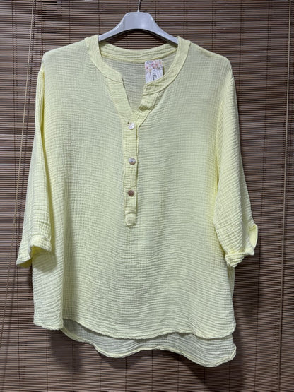 Blouse gaze de coton jaune