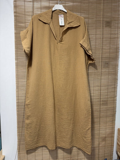 Robe gaze de coton camel