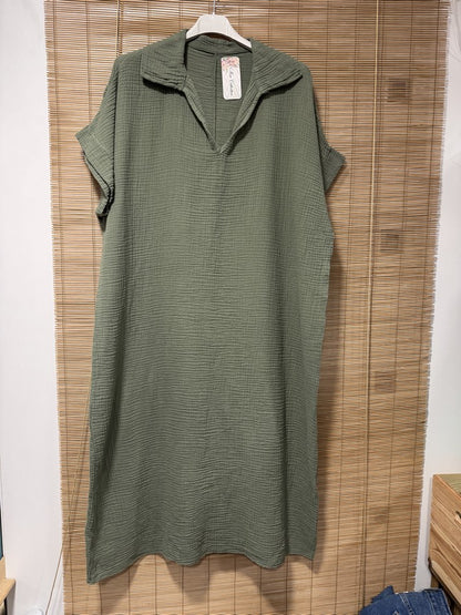 Robe gaze de coton kaki