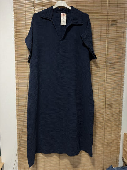 Robe gaze de coton bleu marine