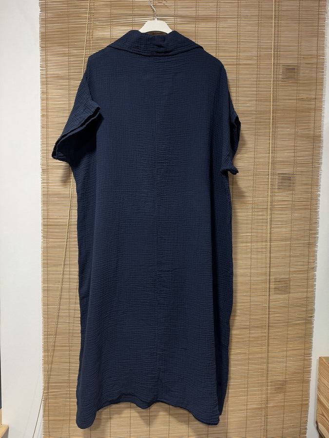 Robe gaze de coton bleu marine