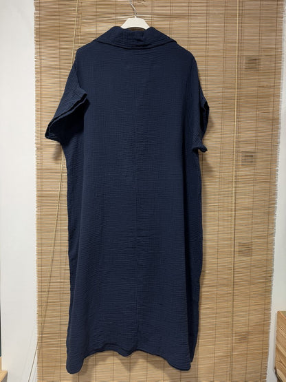 Robe gaze de coton bleu marine