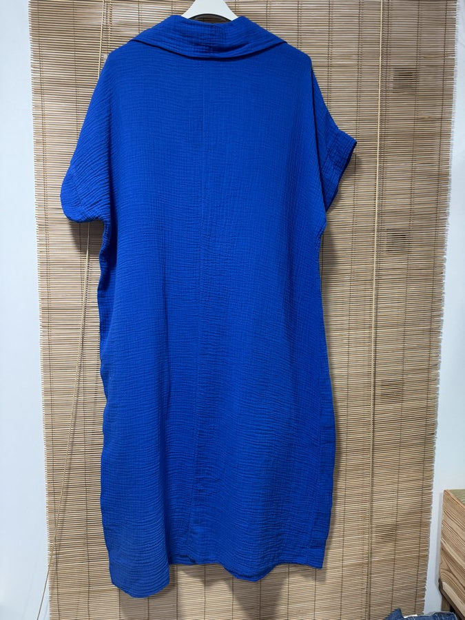 Robe gaze de coton bleu roi