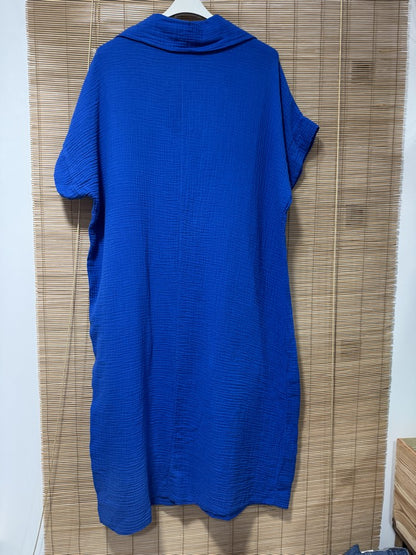 Robe gaze de coton bleu roi