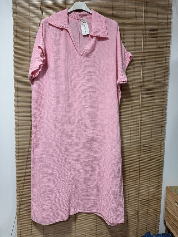 Robe gaze de coton rose