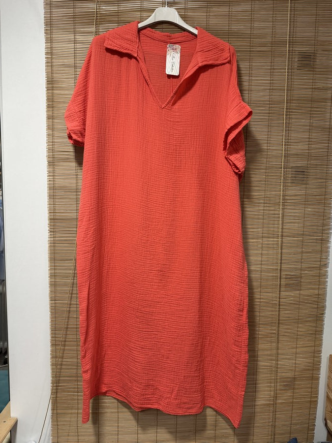 Robe gaze de coton corail