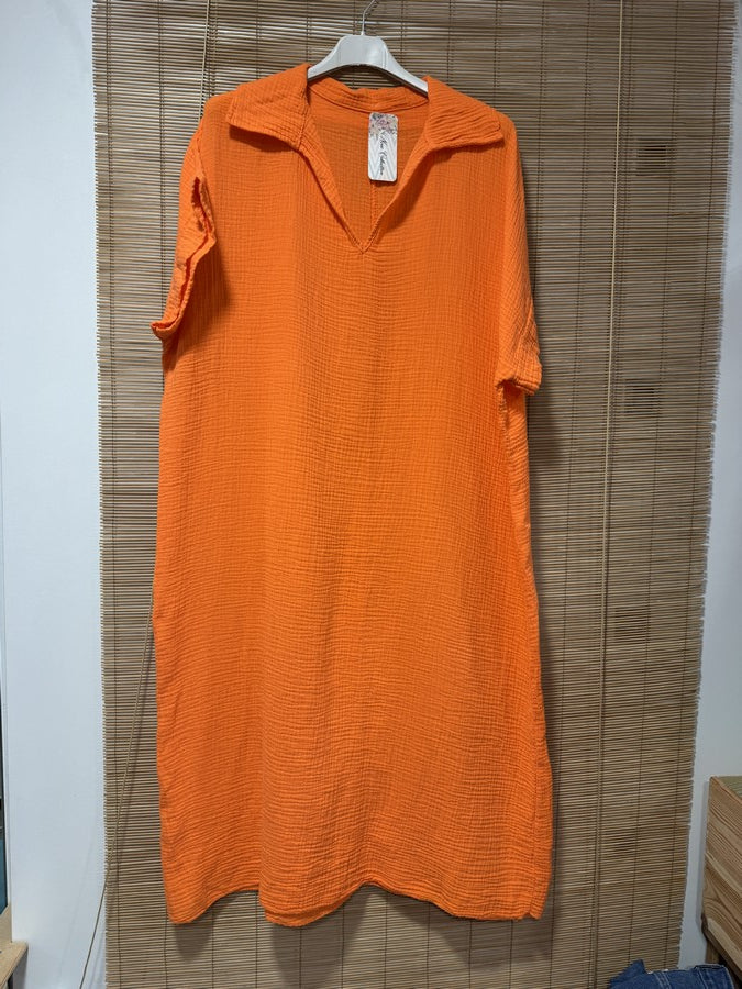 Robe gaze de coton orange